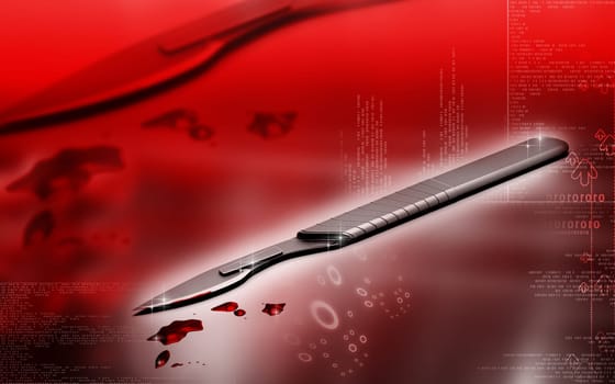 Digital illustration of Surgical knife in colour background