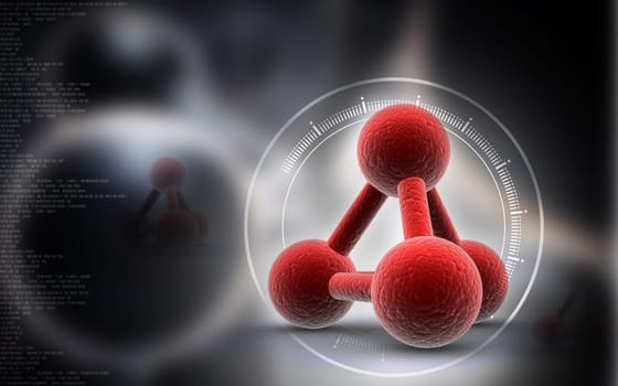 Digital illustration of molecules in colour background