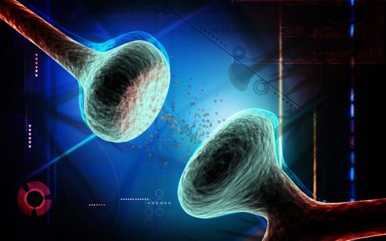 Digital illustration of synapse in colour background