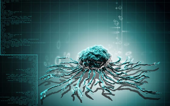 Digital illustration of stem cell in colour background