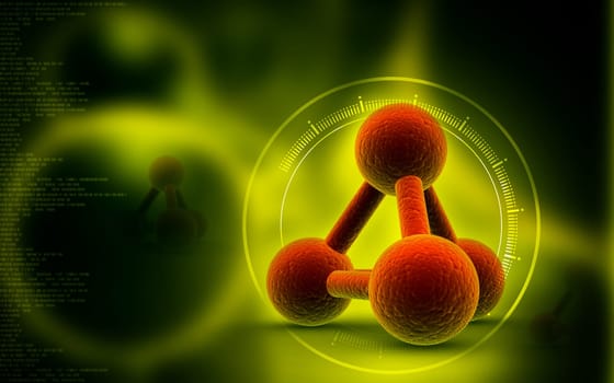 Digital illustration of molecules in colour background