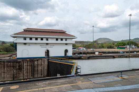 The Miraflores locks at the Panama Canal, in Panama.