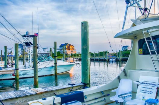 View of Sportfishing boats at Marina early morning