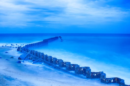 North Carolina OBX Retired Coastal Groyne Buxton Jetties on Old Lighthouse Beach