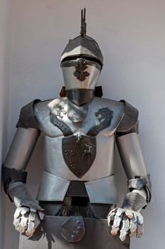 Close up view of a medieval knight armor.