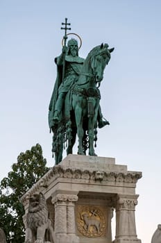 Statue of King Saint Stephen I in Budapest, Hungary.