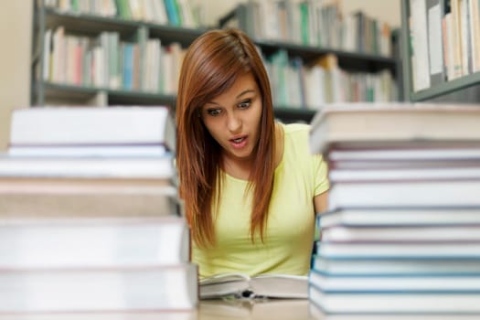 Woman reading scary book