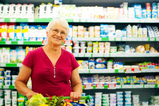 Portrait of senior woman at supermarket