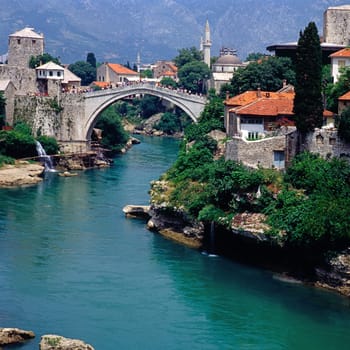 Mostar with bridge in Bosnia-Herzegovina