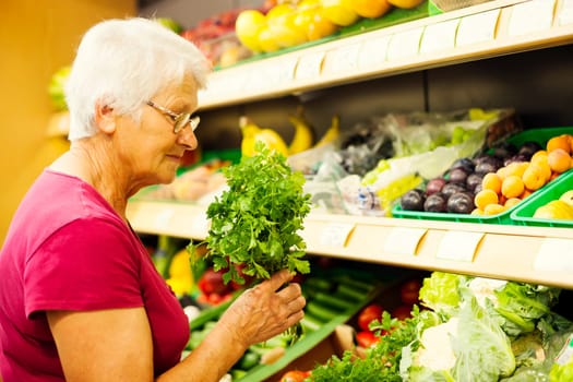 Senior woman at supermarket