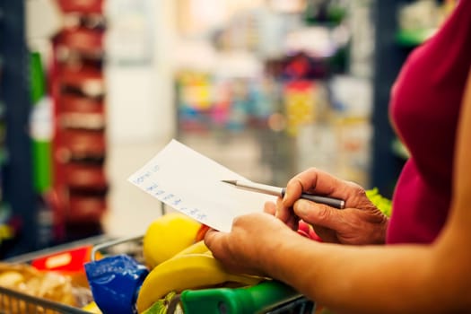 Close-up of shopping list