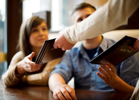 Young couple in restaurant