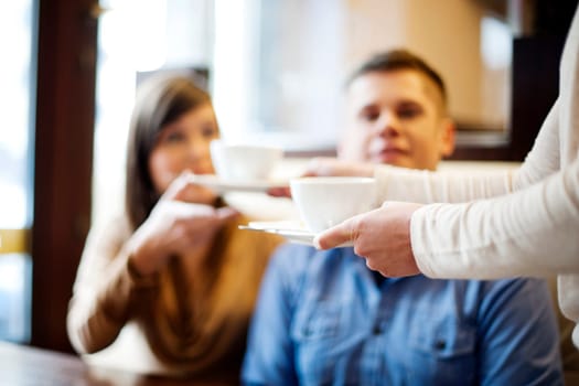 Young couple in restaurant