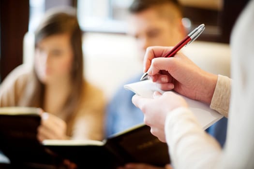 Young couple in restaurant