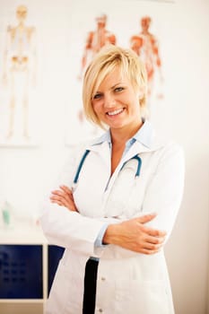 Portrait of beautiful blonde female doctor