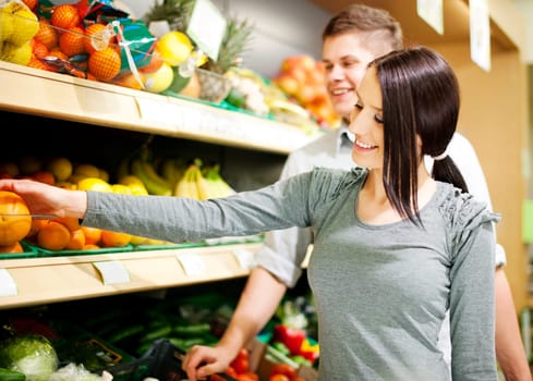 Young couple shopping at groceries