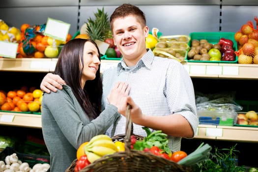 Young couple shopping at groceries