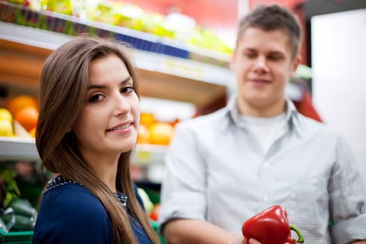 Young couple shopping at groceries