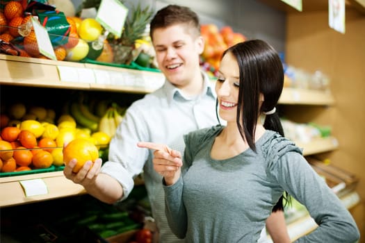 Young couple shopping at groceries