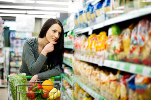 Woman at groceries store
