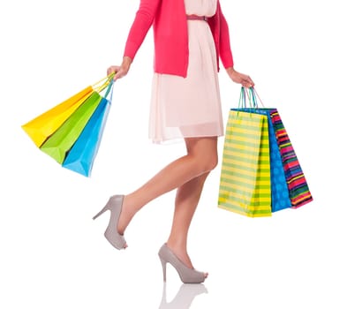 Carrying shopping bags, low section