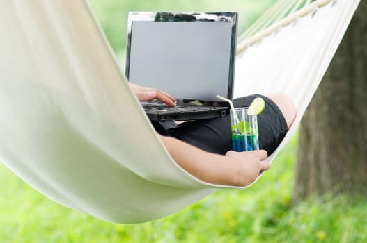 Relaxing on hammock