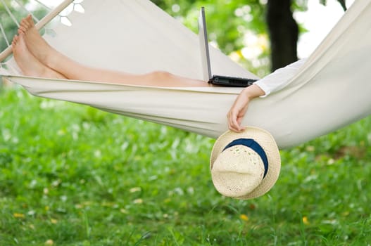 Relaxing on hammock