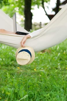 Relaxing on hammock