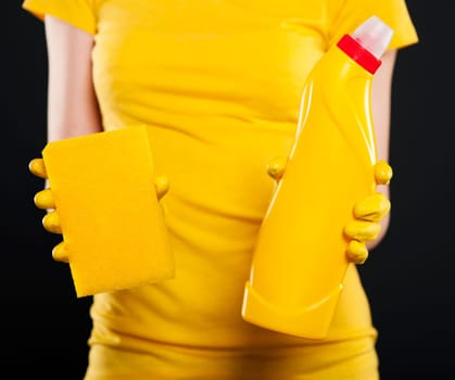 Time for cleaning with a yellow cleaning equipment