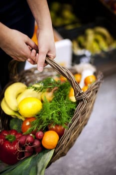 Basket filled healthy food