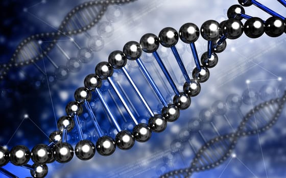 Digital illustration DNA structure in colour background