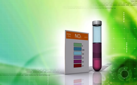 Digital illustration of nitrite test in colour background
