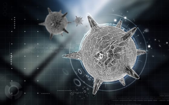 Digital illustration of herpes virus in colour background