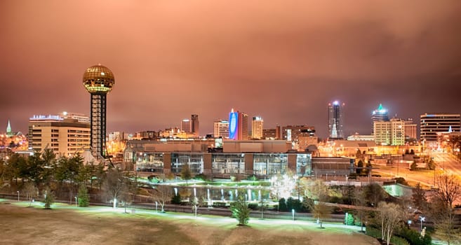 Knoxville Tennessee skyline at night