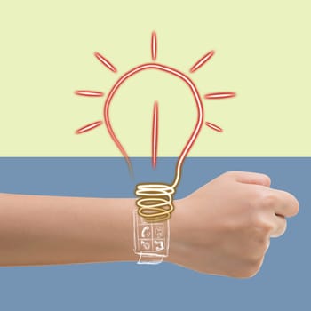 Smart watch concept of idea lamp.