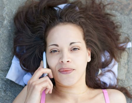 Portrait of a nice woman calling, with very sexy eyes