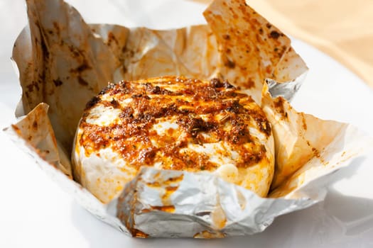 Hermelin, Czech cheese with spices heat on barbecue
