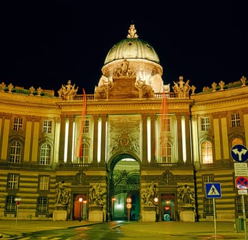 Night view of Hofburg in Vienna, Austria