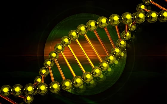 Digital illustration DNA structure in colour background