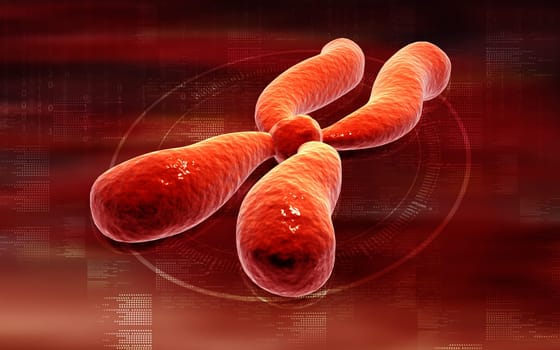 Digital illustration of chromosome in colour background