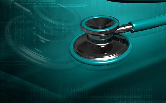 Digital illustration of stethoscope in colour background