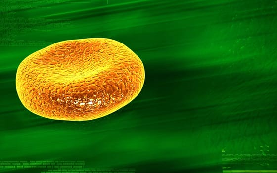 Digital illustration of blood cell in colour background