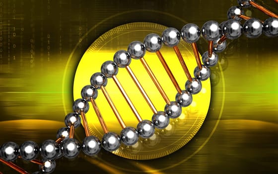 Digital illustration DNA structure in colour background