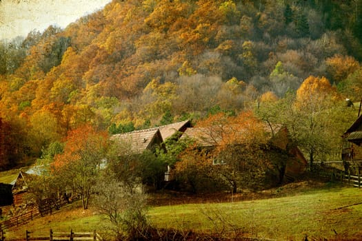 Vintage photo of autumn rural landscape