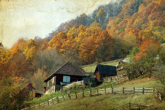 Vintage photo of autumn rural landscape