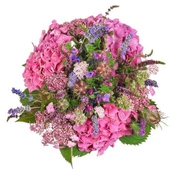 Bouquet of flowers with hydrangea and herbs