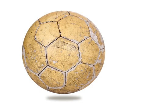 Old leather ball with place for text