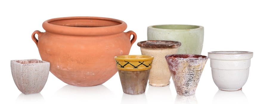 Different flowerpots,isolated
