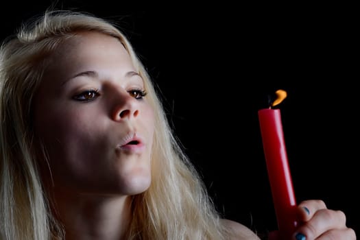 Woman candle out