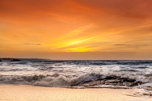 Landscape of sunset over the ocean in France